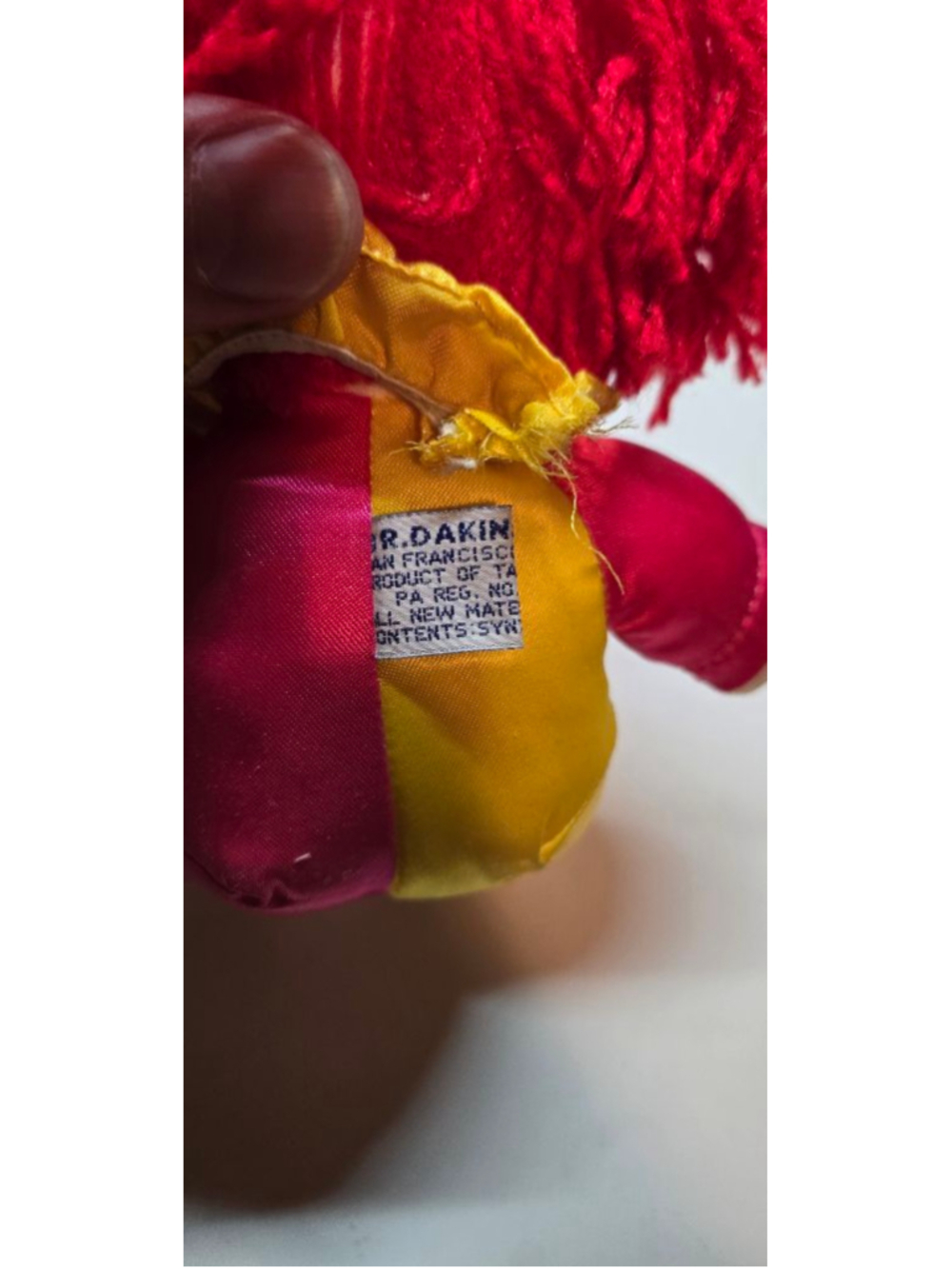 VINTAGE 1984 Dakin Clown Stuffed Plush Red Yellow Pink - Picture 7 of 10